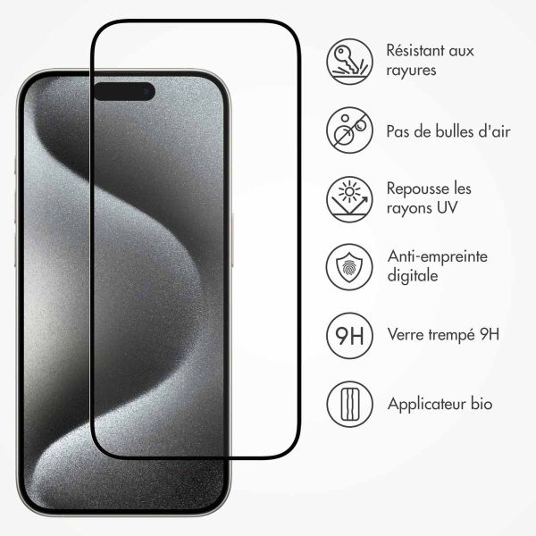 Accezz Protection d'écran en verre trempé avec applicateur iPhone 15 - Transparent