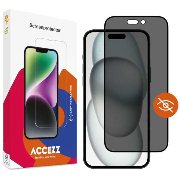 Accezz Protection d'écran en verre trempé Privacy iPhone 14 Pro / 15 / 16