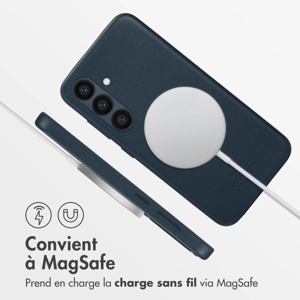 Accezz Coque arrière en cuir avec MagSafe Samsung Galaxy S24 - Nightfall Blue