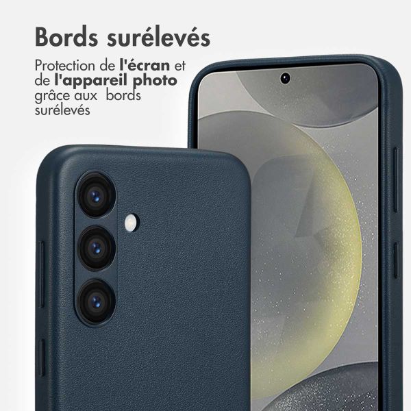 Accezz Coque arrière en cuir avec MagSafe Samsung Galaxy S24 - Nightfall Blue