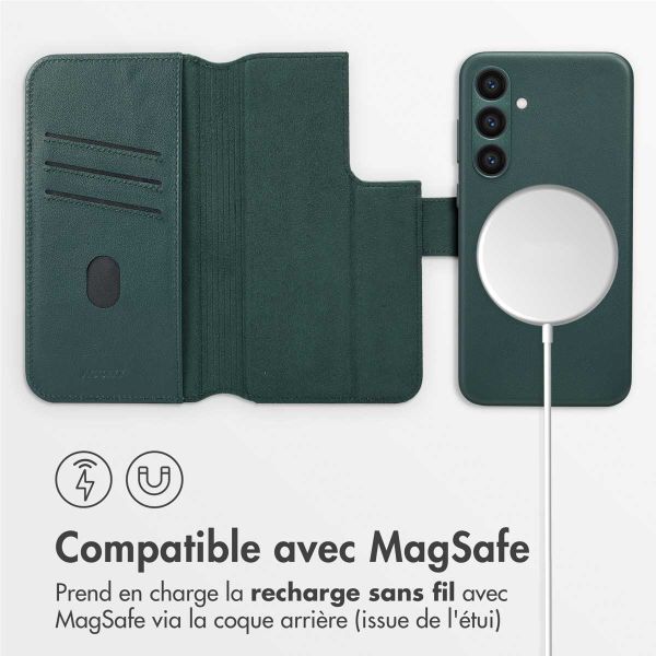 Accezz Étui de téléphone portefeuille en cuir 2-en-1 avec MagSafe Samsung Galaxy S23 FE - Cedar Green