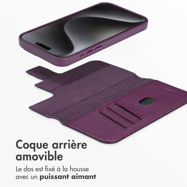 Accezz Étui de téléphone portefeuille en cuir 2-en-1 avec MagSafe iPhone 15 Pro Max - Heath Purple