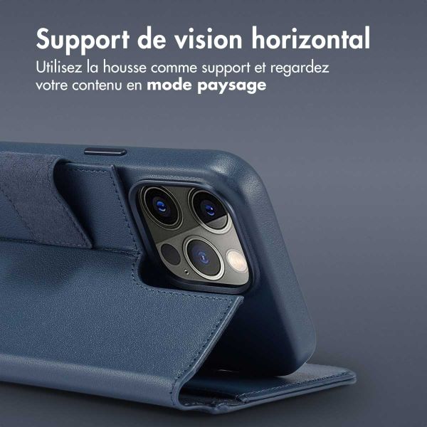 Accezz Étui de téléphone portefeuille en cuir 2-en-1 avec MagSafe iPhone 15 Pro Max - Nightfall Blue