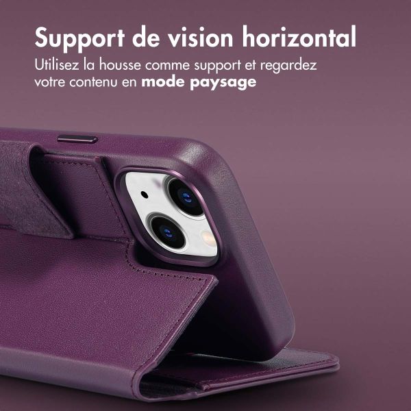 Accezz Étui de téléphone portefeuille en cuir 2-en-1 avec MagSafe iPhone 14 - Heath Purple