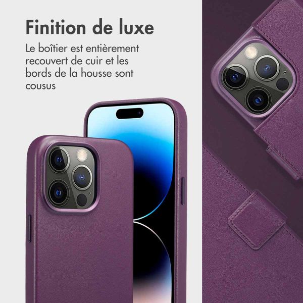 Accezz Étui de téléphone portefeuille en cuir 2-en-1 avec MagSafe iPhone 14 Pro - Heath Purple