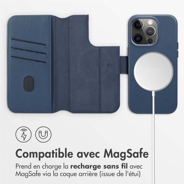 Accezz Étui de téléphone portefeuille en cuir 2-en-1 avec MagSafe iPhone 14 Pro - Nightfall Blue