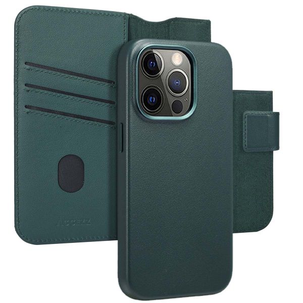 Accezz Étui de téléphone portefeuille en cuir 2-en-1 avec MagSafe iPhone 14 Pro - Cedar Green