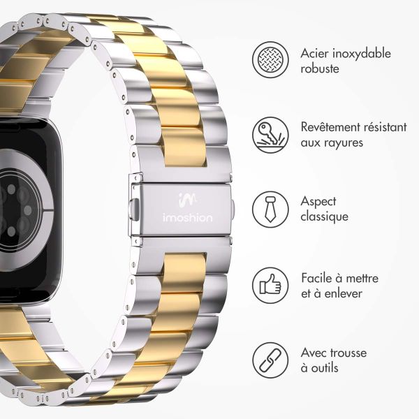 imoshion Bracelet en acier Apple Watch Series 1-9 / SE - 38/40/41 mm / Series 10 - 42 mm - Argent / Dorée