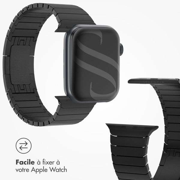 Selencia Bracelet à maillons en acier inoxydable Apple Watch Series 1-9 / SE - 38/40/41 mm / Series 10 - 42 mm - Noir