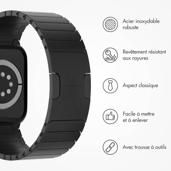 Selencia Bracelet à maillons en acier inoxydable Apple Watch Series 1-9 / SE - 38/40/41 mm / Series 10 - 42 mm - Noir