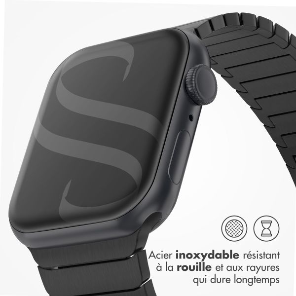 Selencia Bracelet à maillons en acier inoxydable Apple Watch Series 1-9 / SE - 38/40/41 mm / Series 10 - 42 mm - Noir