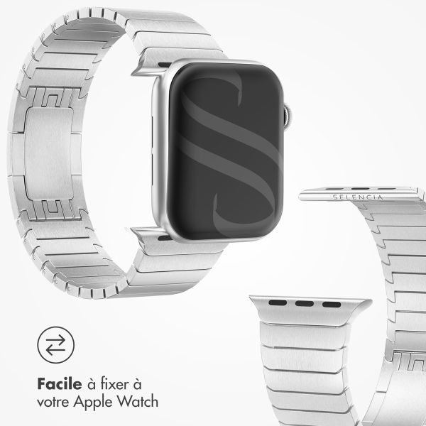 Selencia Bracelet à maillons en acier inoxydable Apple Watch Series 1-9 / SE - 38/40/41 mm / Series 10 - 42 mm - Argent