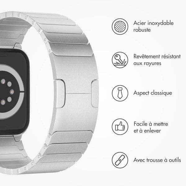 Selencia Bracelet à maillons en acier inoxydable Apple Watch Series 1-9 / SE - 38/40/41 mm / Series 10 - 42 mm - Argent