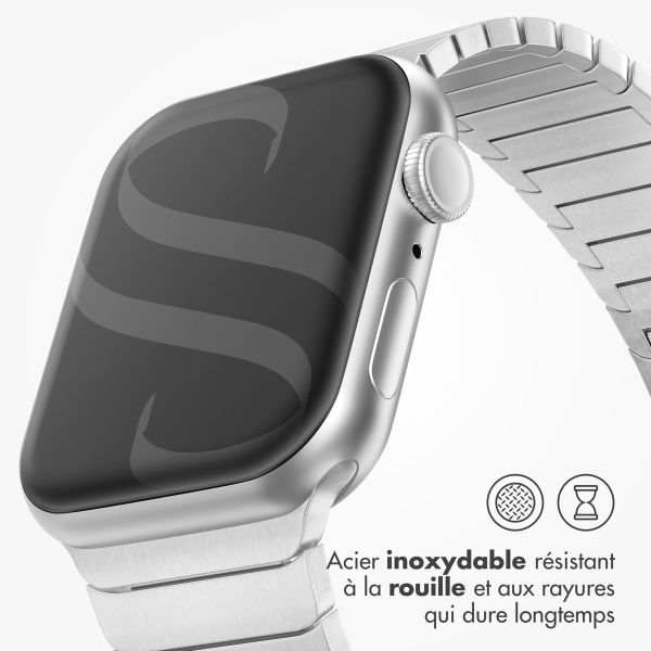 Selencia Bracelet à maillons en acier inoxydable Apple Watch Series 1-9 / SE - 38/40/41 mm / Series 10 - 42 mm - Argent