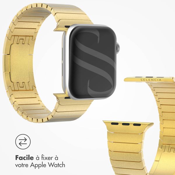 Selencia Bracelet à maillons en acier inoxydable Apple Watch Series 1-9 / SE - 38/40/41 mm - Dorée