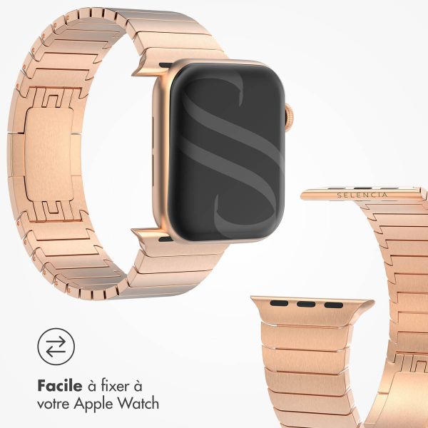 Selencia Bracelet à maillons en acier inoxydable Apple Watch Series 1-9 / SE - 38/40/41 mm / Series 10 - 42 mm - Rose Dorée