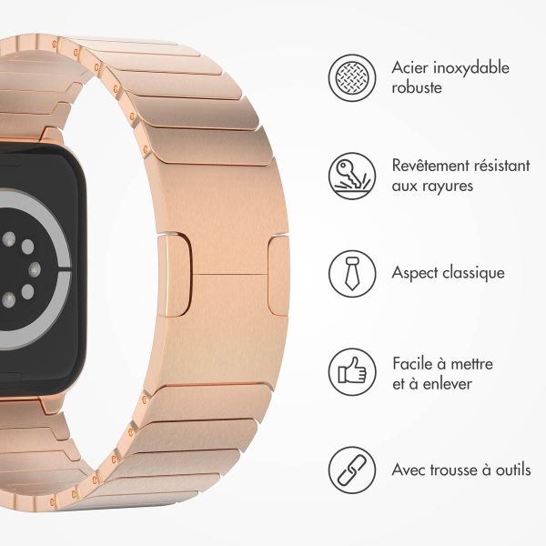 Selencia Bracelet à maillons en acier inoxydable Apple Watch Series 1-9 / SE - 38/40/41 mm / Series 10 - 42 mm - Rose Dorée