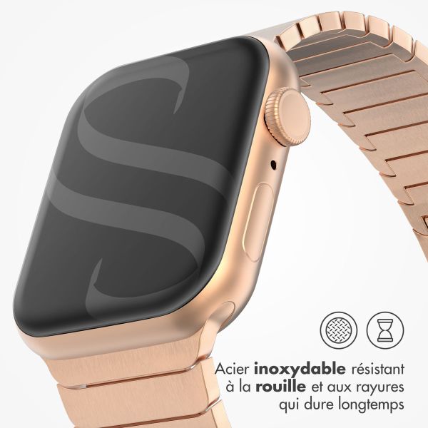 Selencia Bracelet à maillons en acier inoxydable Apple Watch Series 1-10 / SE / Ultra (2) - 42/44/45/46/49 mm - Rose Dorée