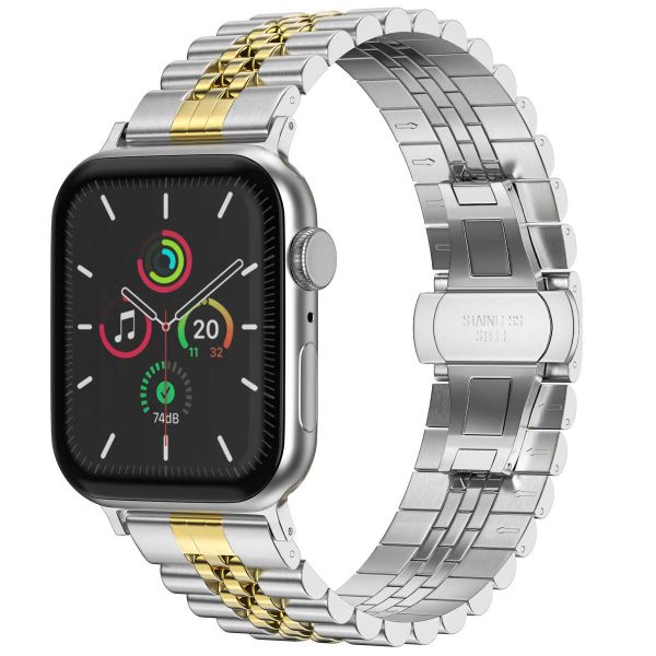 Selencia Bracelet Metallique Jubilee pour l'Apple Watch Series 1-9 / SE - 38/40/41 mm / Series 10 - 42 mm - Argent et Dorée