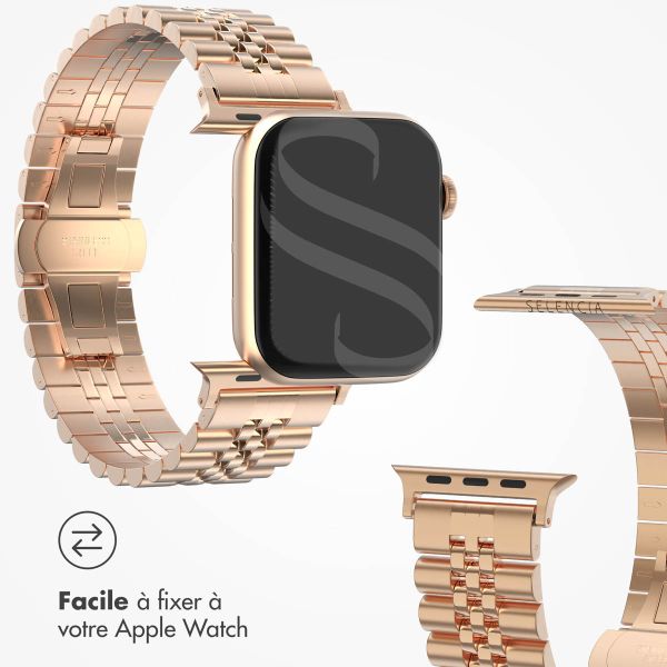 Selencia Bracelet Metallique Jubilee pour l'Apple Watch Series 1-9 / SE - 38/40/41 mm / Series 10 - 42 mm - Rose Dorée