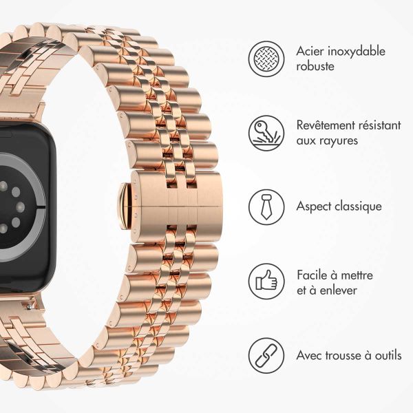 Selencia Bracelet Metallique Jubilee pour l'Apple Watch Series 1-9 / SE - 38/40/41 mm / Series 10 - 42 mm - Rose Dorée