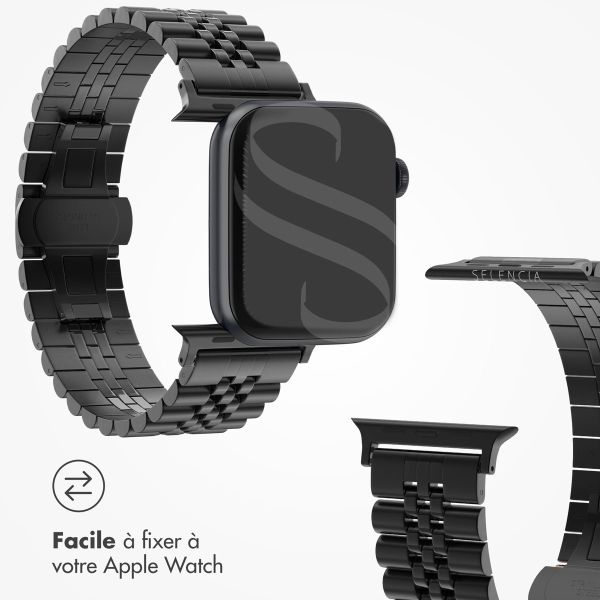 Selencia Bracelet Metallique Jubilee pour l'Apple Watch Series 1-9 / SE - 38/40/41 mm / Series 10 - 42 mm - Noir