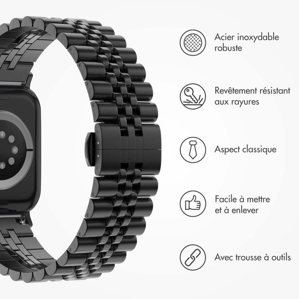 Selencia Bracelet Metallique Jubilee pour l'Apple Watch Series 1-9 / SE - 38/40/41 mm / Series 10 - 42 mm - Noir