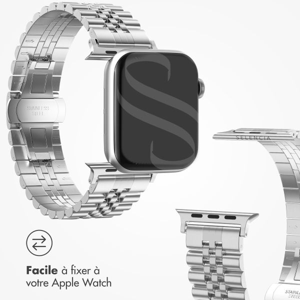 Selencia Bracelet Metallique Jubilee pour l'Apple Watch Series 1-9 / SE - 38/40/41 mm / Series 10 - 42 mm - Argent