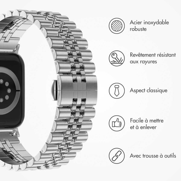 Selencia Bracelet Metallique Jubilee pour l'Apple Watch Series 1-9 / SE - 38/40/41 mm / Series 10 - 42 mm - Argent