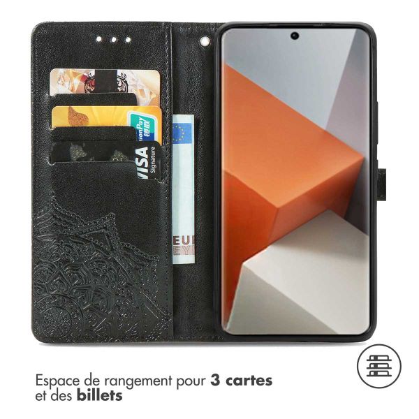 iMoshion Etui de téléphone portefeuille Mandala Xiaomi Redmi Note 13 Pro Plus (5G) - Noir