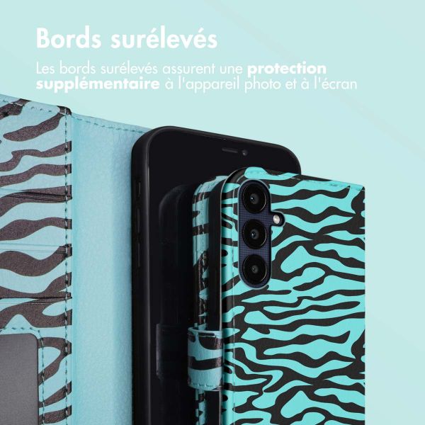 iMoshion Étui de téléphone portefeuille Design Samsung Galaxy A35 - Black Blue Stripes