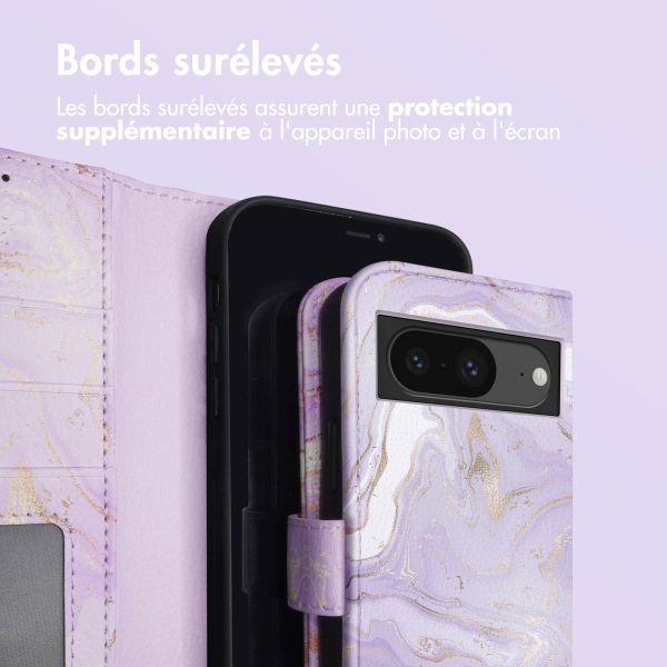 imoshion Étui de téléphone portefeuille Design Google Pixel 8a - Purple Marble