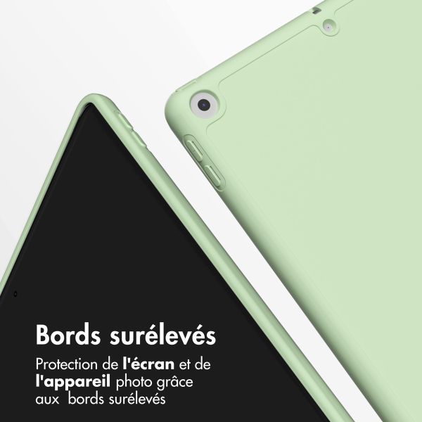 Accezz Étui de téléphone portefeuille Smart Silicone iPad 9 (2021) 10.2 / iPad 8 (2020) 10.2 / iPad 7 (2019) 10.2 - Vert clair