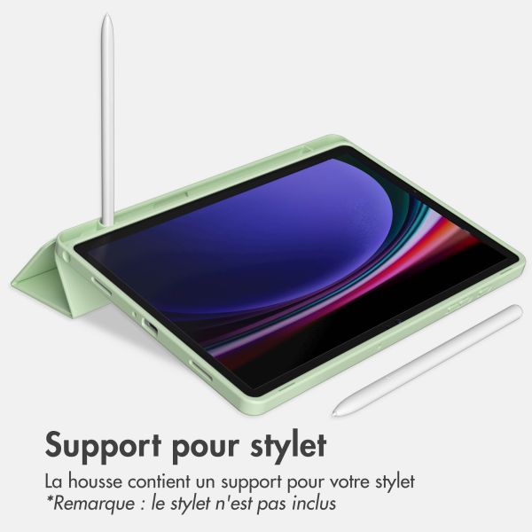 Accezz Étui de téléphone portefeuille Smart Silicone Samsung Galaxy Tab A9 Plus - Vert clair