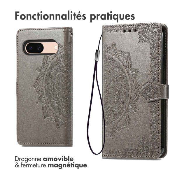 imoshion Etui de téléphone portefeuille Mandala Google Pixel 8a - Gris