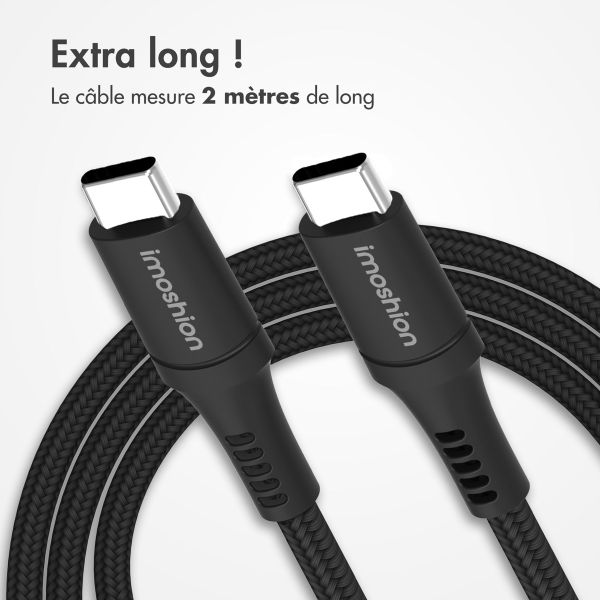 iMoshion Câble USB-C vers USB-C - 100 Watt - 2 mètres - Noir