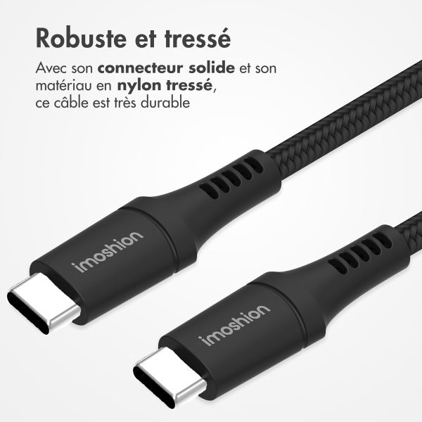 iMoshion Câble USB-C vers USB-C - 100 Watt - 2 mètres - Noir