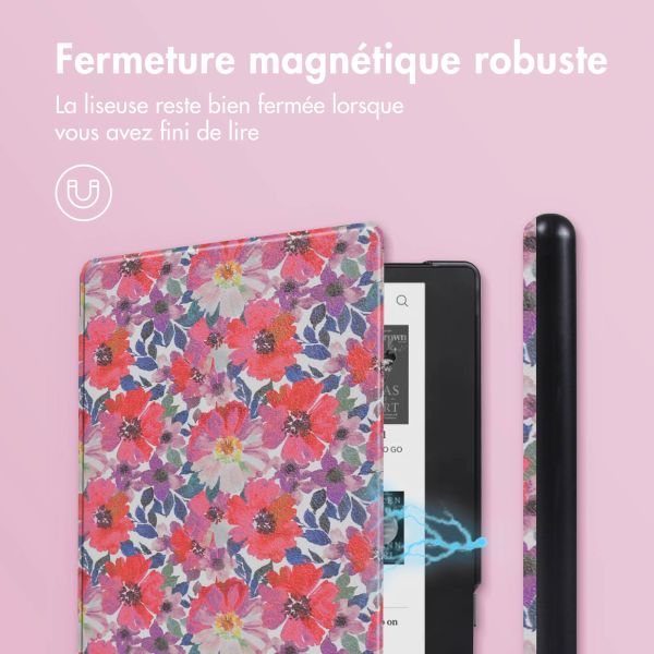 iMoshion Design Slim Hard Sleepcover avec support Kobo Elipsa 2E - Flower Watercolor