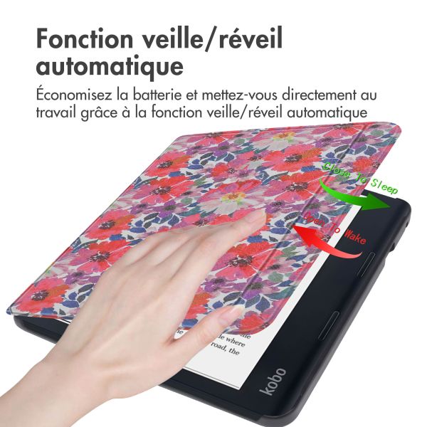 iMoshion Design Slim Hard Sleepcover avec support Kobo Sage / Tolino Epos 3 - Flower Watercolor