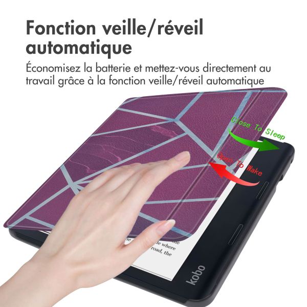 iMoshion Design Slim Hard Sleepcover avec support Kobo Sage / Tolino Epos 3 - Bordeaux Graphic