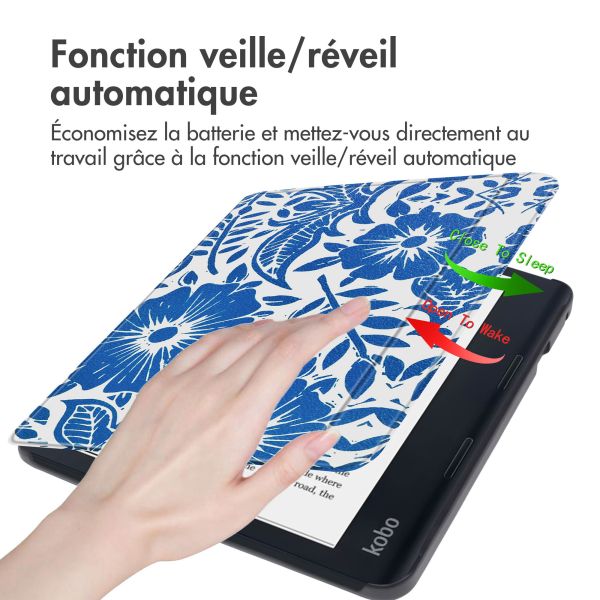 iMoshion Design Slim Hard Sleepcover avec support Kobo Sage / Tolino Epos 3 - Flower Tile