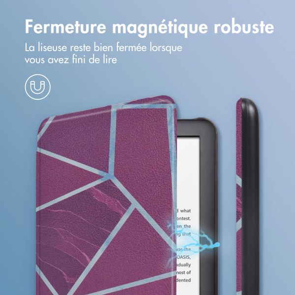 iMoshion Design Slim Hard Sleepcover Amazon Kindle (2022) 11th gen - Bordeaux Graphic