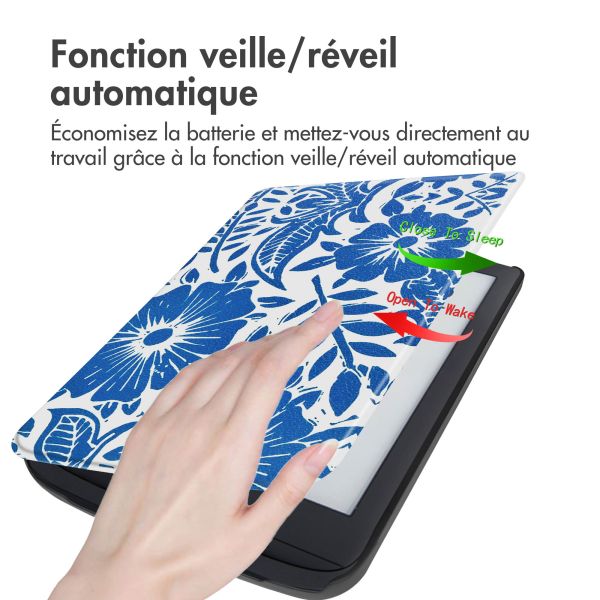 iMoshion Design Slim Hard Sleepcover Pocketbook Touch Lux 5 / HD 3 / Basic Lux 4 / Vivlio Lux 5 - Flower Tile