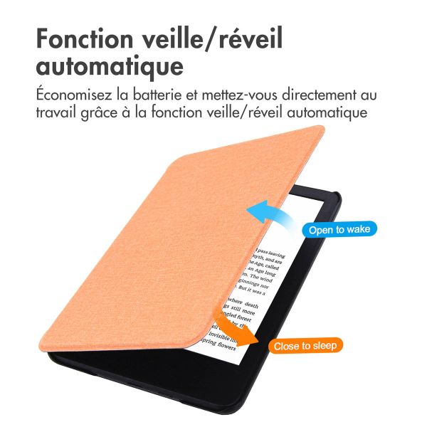 imoshion Étui de liseuse portefeuille Canvas Sleepcover Amazon Kindle (2022) 11th gen - Peach