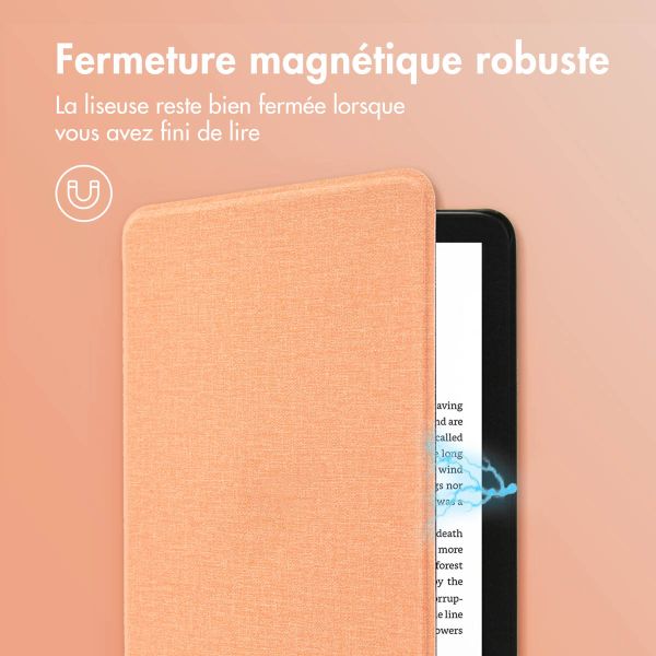 imoshion Étui de liseuse portefeuille Canvas Sleepcover Amazon Kindle (2022) 11th gen - Peach