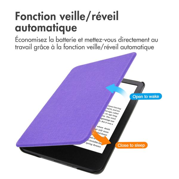 imoshion Étui de liseuse portefeuille Canvas Sleepcover Amazon Kindle (2022) 11th gen - Violet