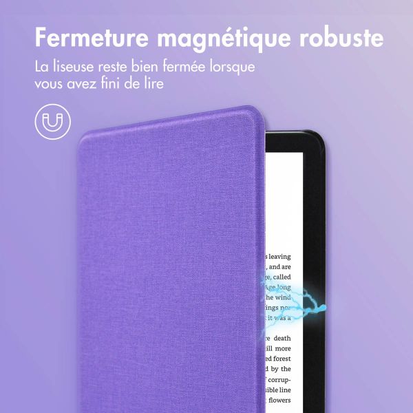 imoshion Étui de liseuse portefeuille Canvas Sleepcover Amazon Kindle (2022) 11th gen - Violet