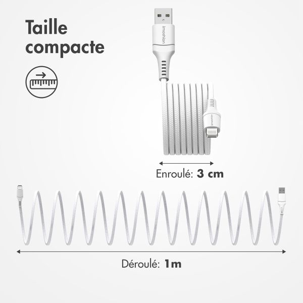 imoshion Câble tressé magnétique - USB-A vers Lightning - 1 mètre - Blanc