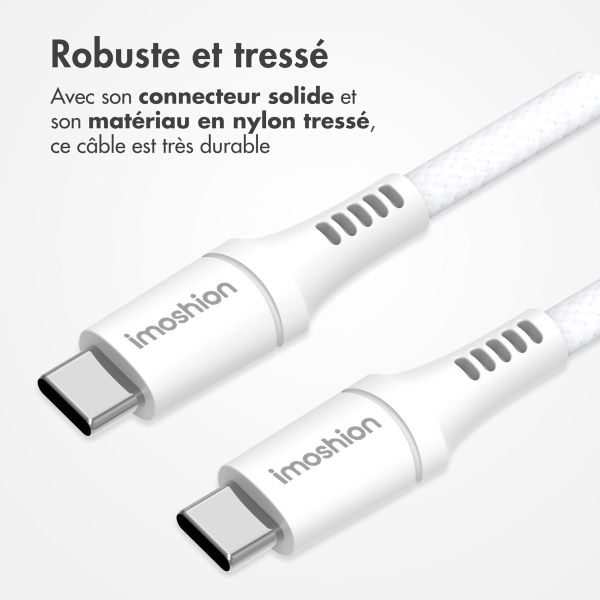 iMoshion Câble tressé magnétique - USB-C vers USB-C - 1 mètre - Blanc