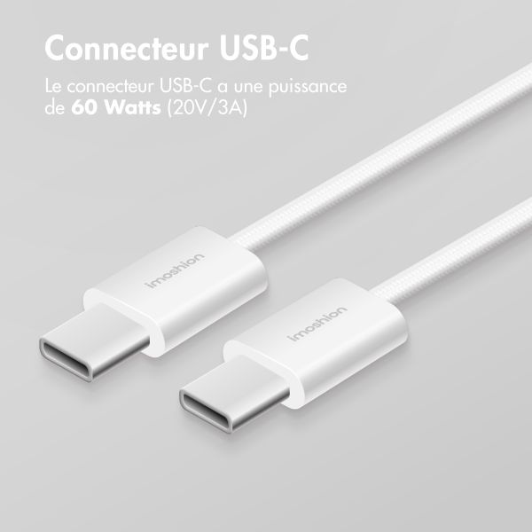 imoshion Câble USB-C vers USB-C - Tressé - 2 mètres - Blanc